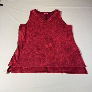 Zenana Women 3X Burgundy Mineral Wash V-Neck Tank Top High Low CT-3064X